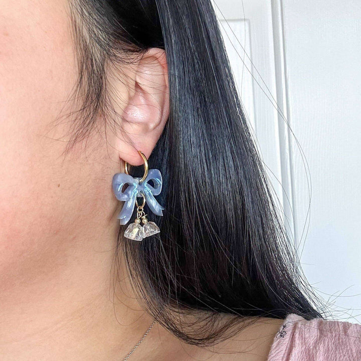 Pink Bow Jingle Bell Earrings