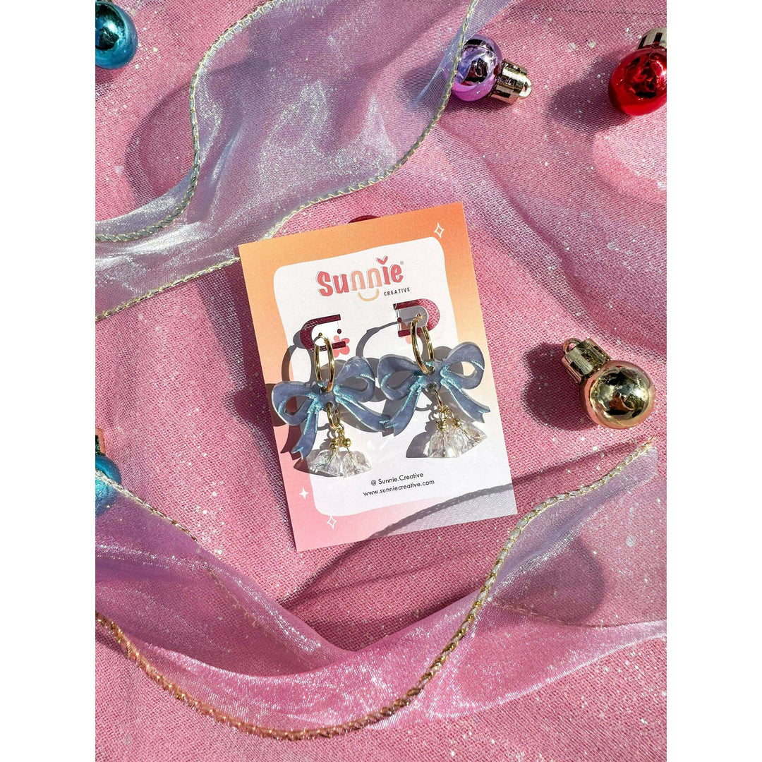 Pink Bow Jingle Bell Earrings
