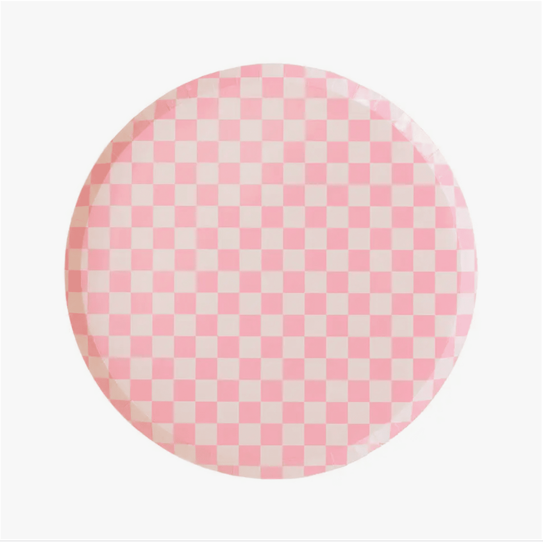 Pink Check Small Dessert Plates for Valentine's Day