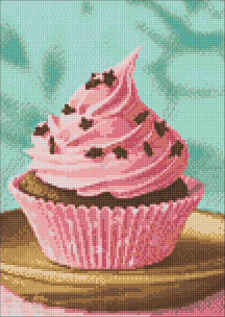 Pink Cupcake WD042 10.6 x 14.9 inches Wizardi Diamond Painting Kit