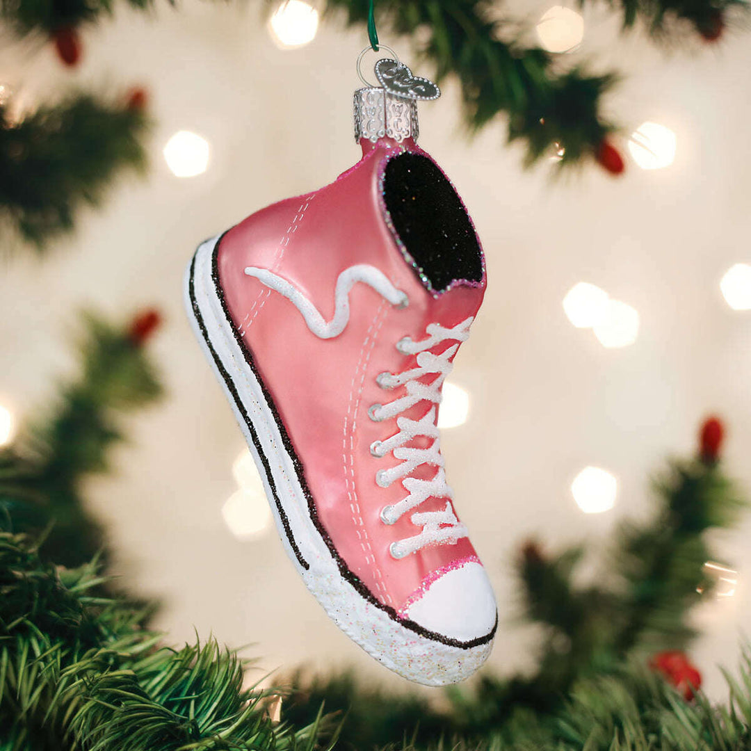 Old World Christmas Pink High-Top Sneaker Blown Glass Ornament