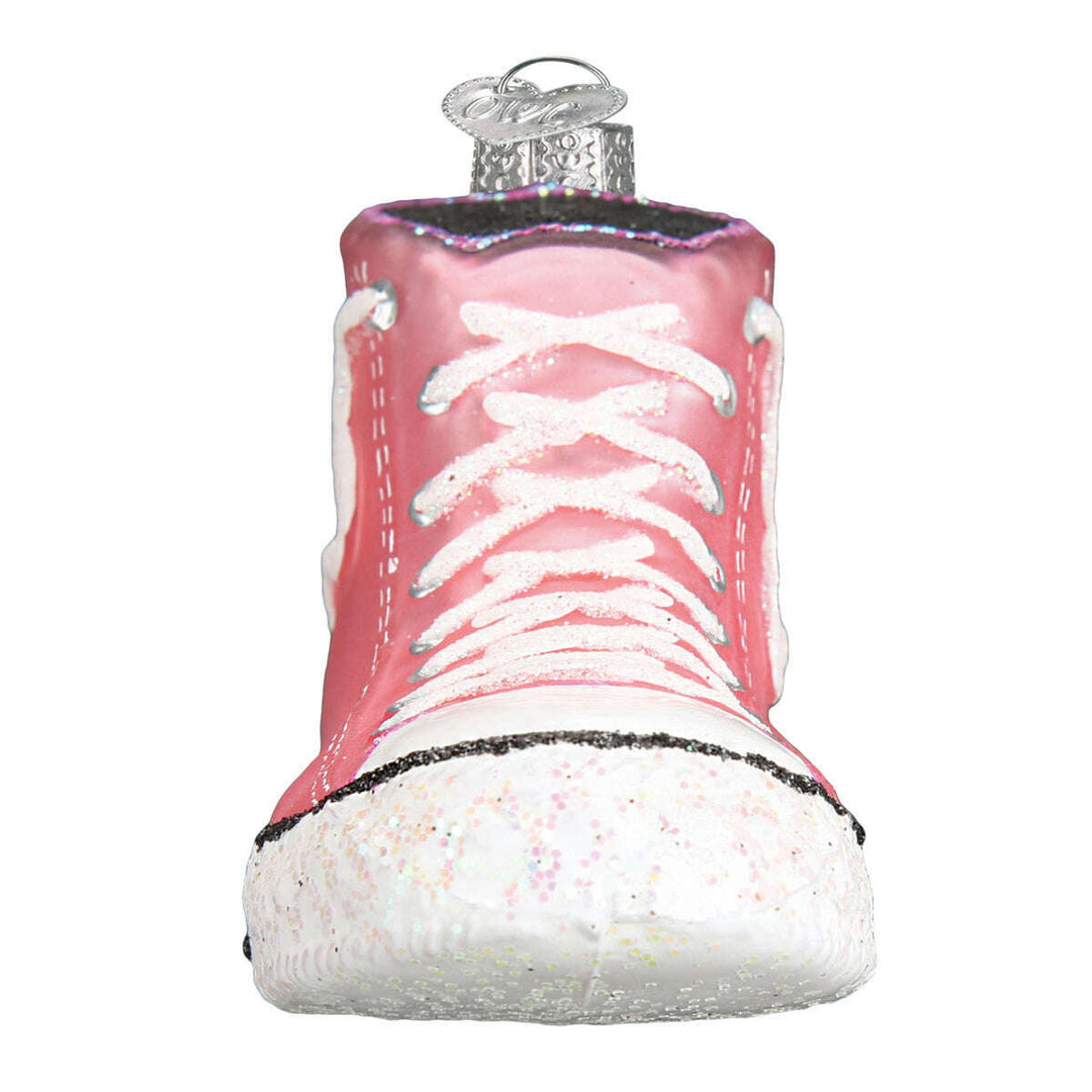 Old World Christmas Pink High-Top Sneaker Blown Glass Ornament