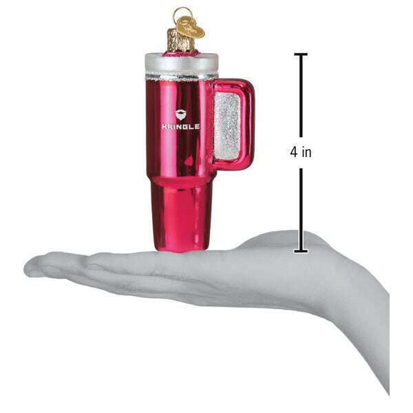 Old World Christmas Pink Kringle Cup Blown Glass Ornament