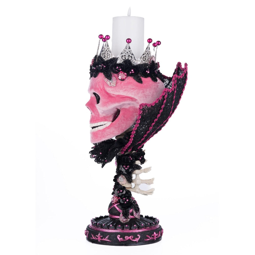 Pink Passion Skull Pillar Candle Holder by Katherine's Collection  1