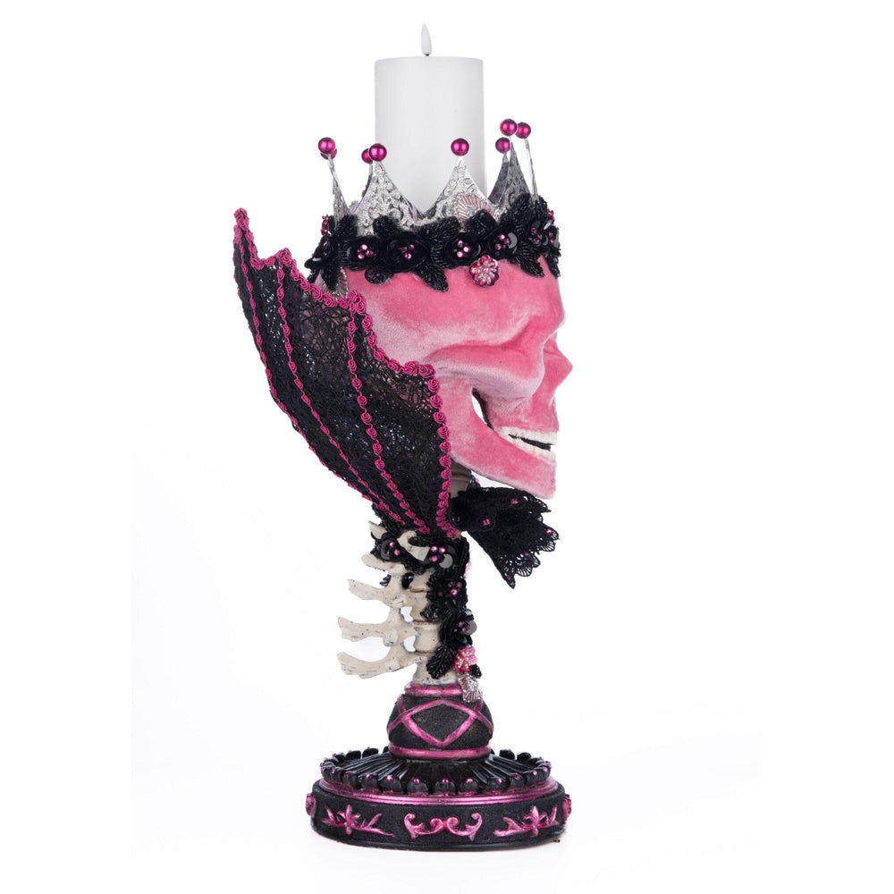 Pink Passion Skull Pillar Candle Holder by Katherine's Collection  3