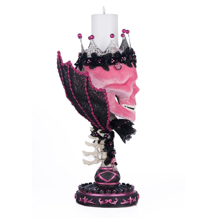 Pink Passion Skull Pillar Candle Holder by Katherine's Collection  3