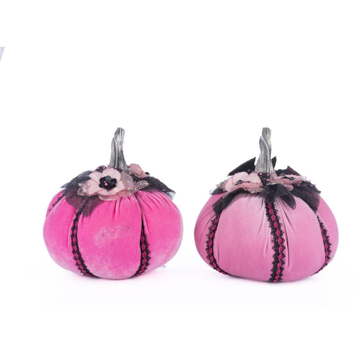 Pink Passion Stuffed Pumpkins Set of 2 by Katherine's Collection  4