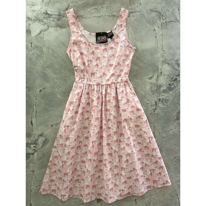 Pink Poodles Fit & Flare Dress