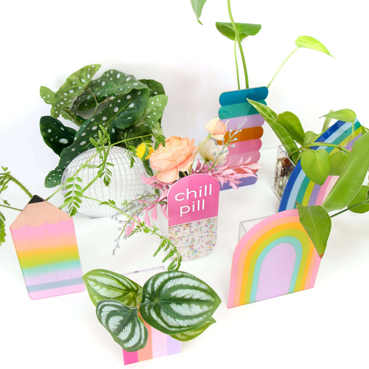 Pink Rainbow Stripe Standing Propagation Planter
