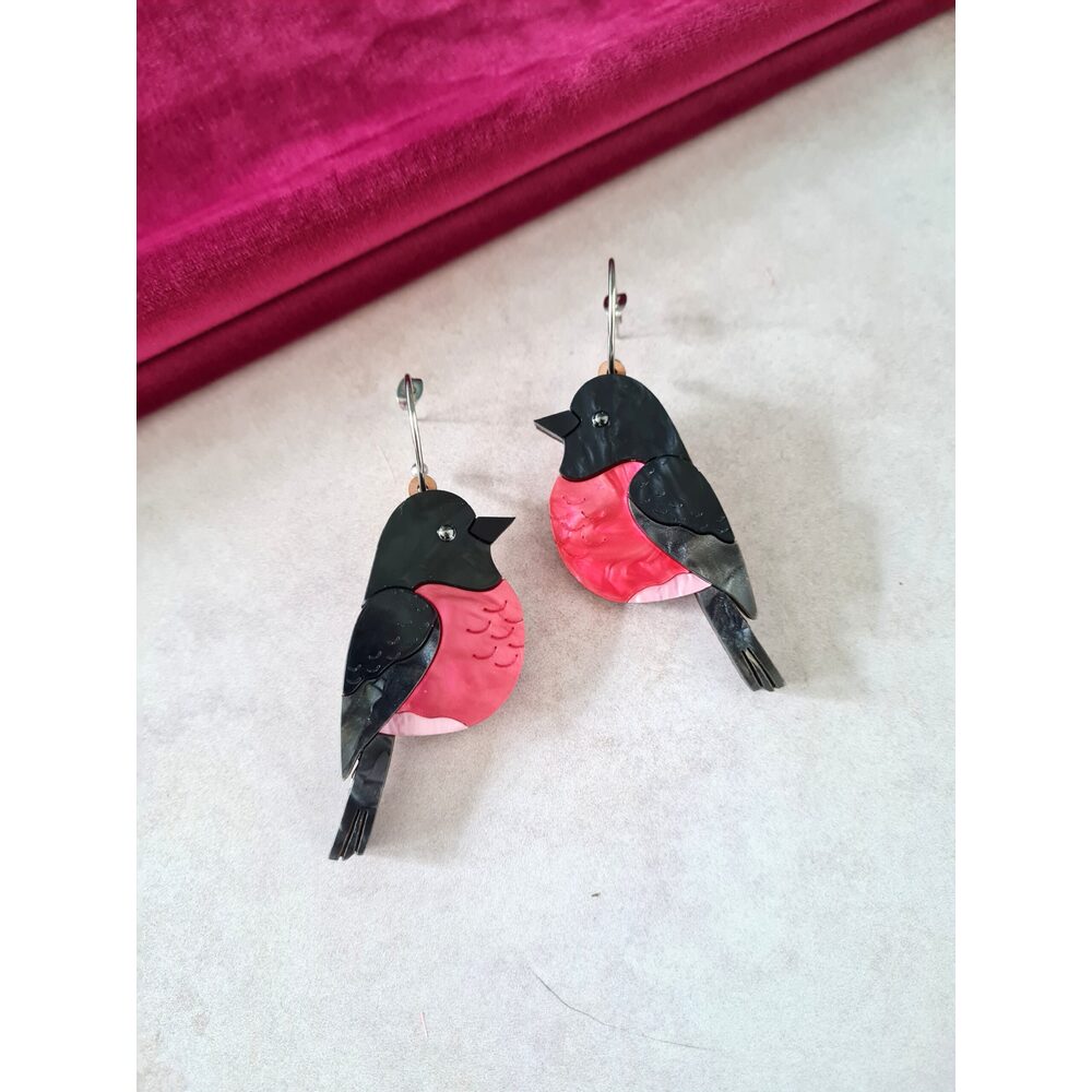 Pink Robin Dangle Earrings by Cherryloco Jewellery 4