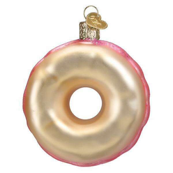 Old World Christmas Pink Sprinkles Donut Blown Glass Ornament