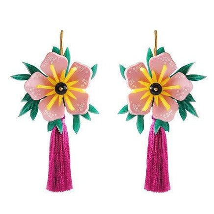 Pink Tropical Flower Earrings by Laliblue - Quirks!