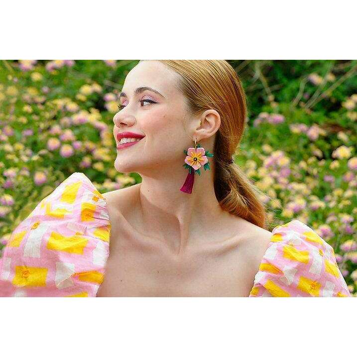 Pink Tropical Flower Earrings by Laliblue - Quirks!