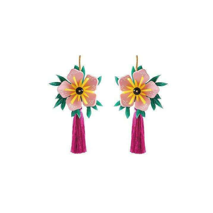 Pink Tropical Flower Earrings by Laliblue - Quirks!