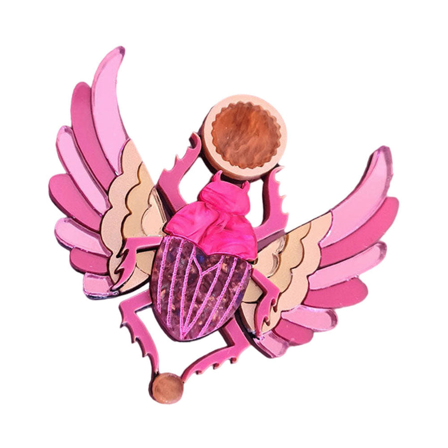 Pink Winged Scarab Beetle Brooch by Cherryloco Jewellery 1