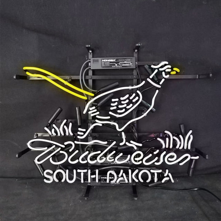 Pink Pheasant Hunter with Budweiser South Dakota Neon Signs Light
