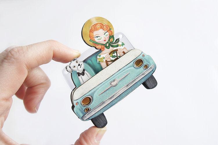 Pinup Car Ride Convertible Brooch & Necklace by Laliblue - Quirks!