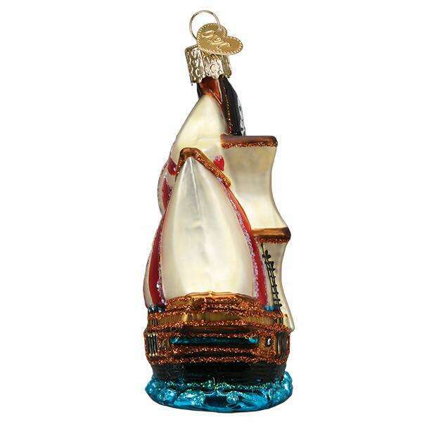 Old World Christmas Pirate Ship Blown Glass Ornament
