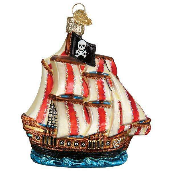 Old World Christmas Pirate Ship Blown Glass Ornament