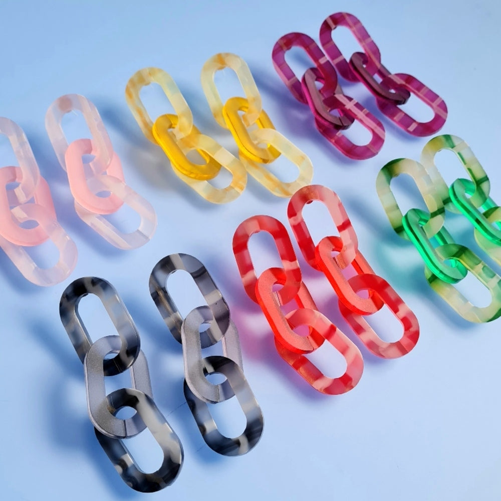 Plaid Chunky Link Earrings by Cherryloco Jewellery 2