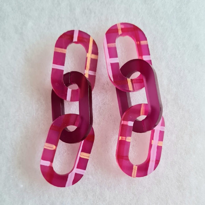 Plaid Chunky Link Earrings by Cherryloco Jewellery 3