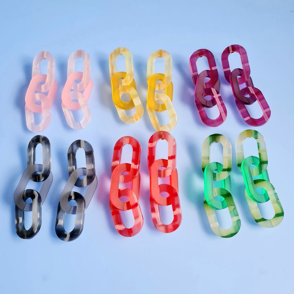 Plaid Chunky Link Earrings by Cherryloco Jewellery