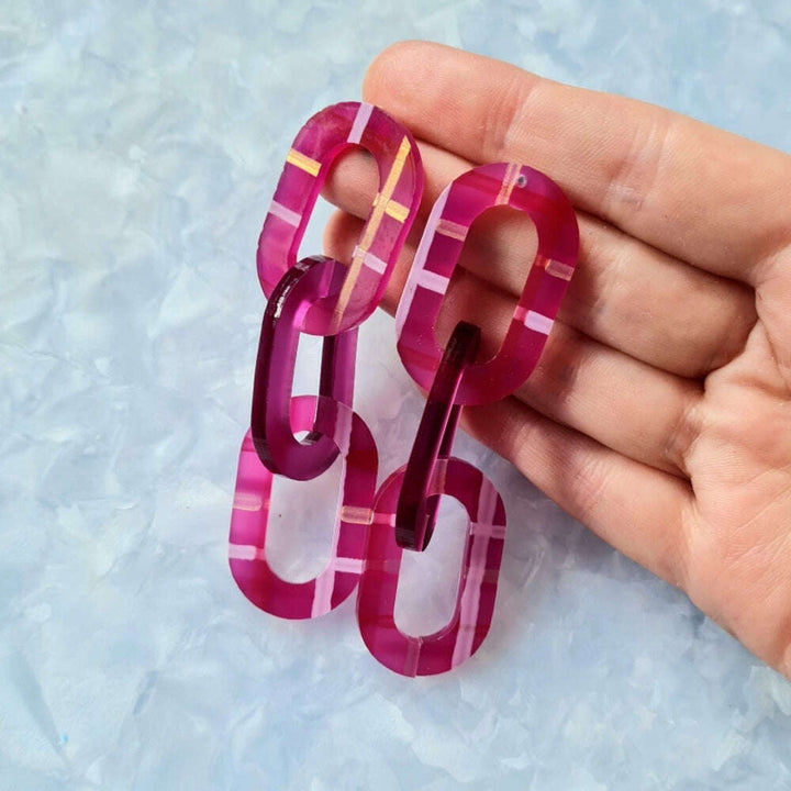 Plaid Chunky Link Earrings by Cherryloco Jewellery 1