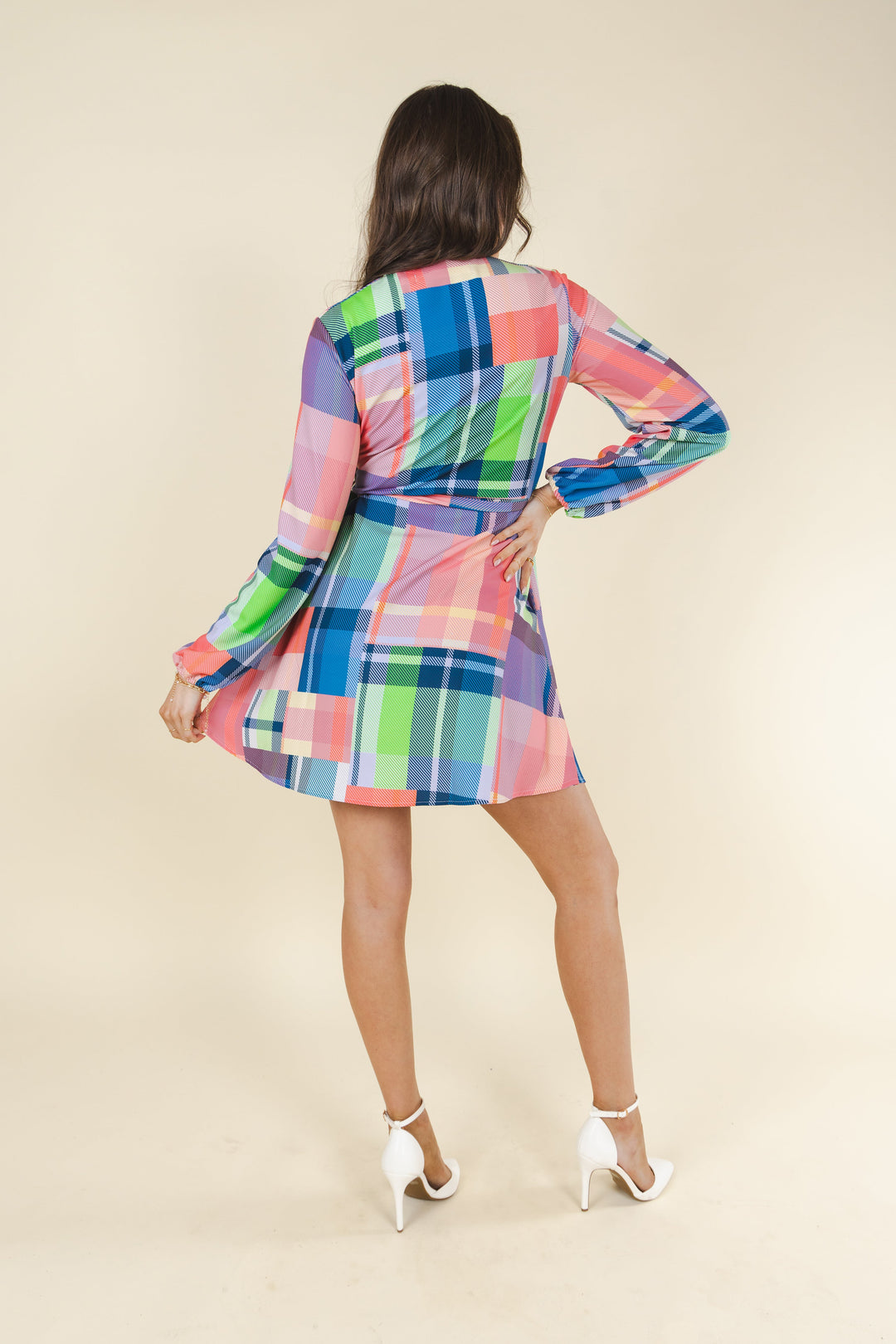 The Plaid To The Bone | Plaid Patchwork Wrap Dress