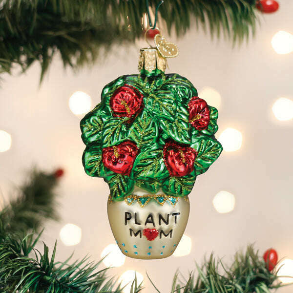Old World Christmas Plant Mom Blown Glass Ornament