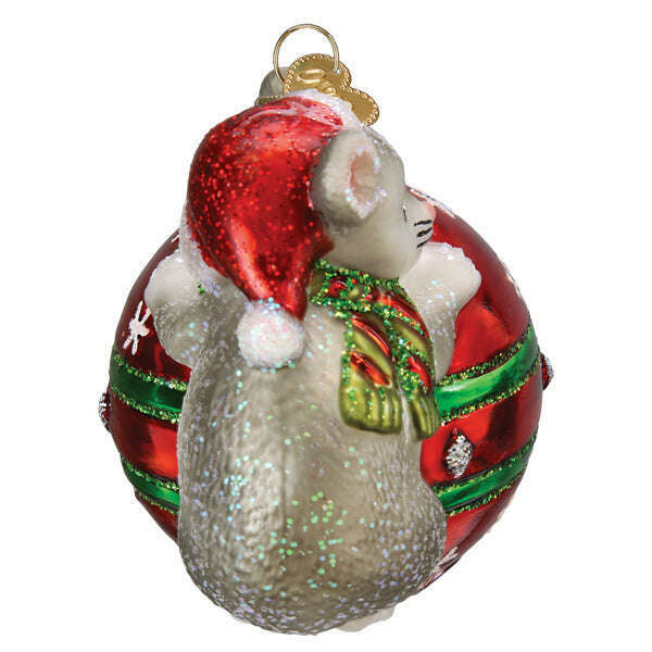 Old World Christmas Playful Christmas Mouse Blown Glass Ornament