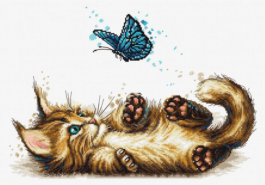 Playful Kitten B7013L Counted Cross-Stitch Kit