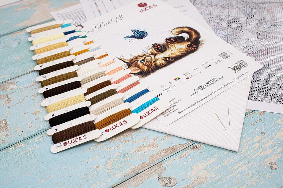 Playful Kitten B7013L Counted Cross-Stitch Kit