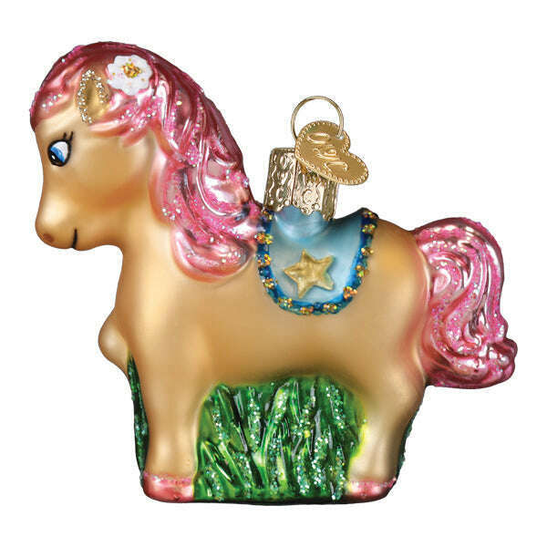 Old World Christmas Playful Pony Blown Glass Ornament