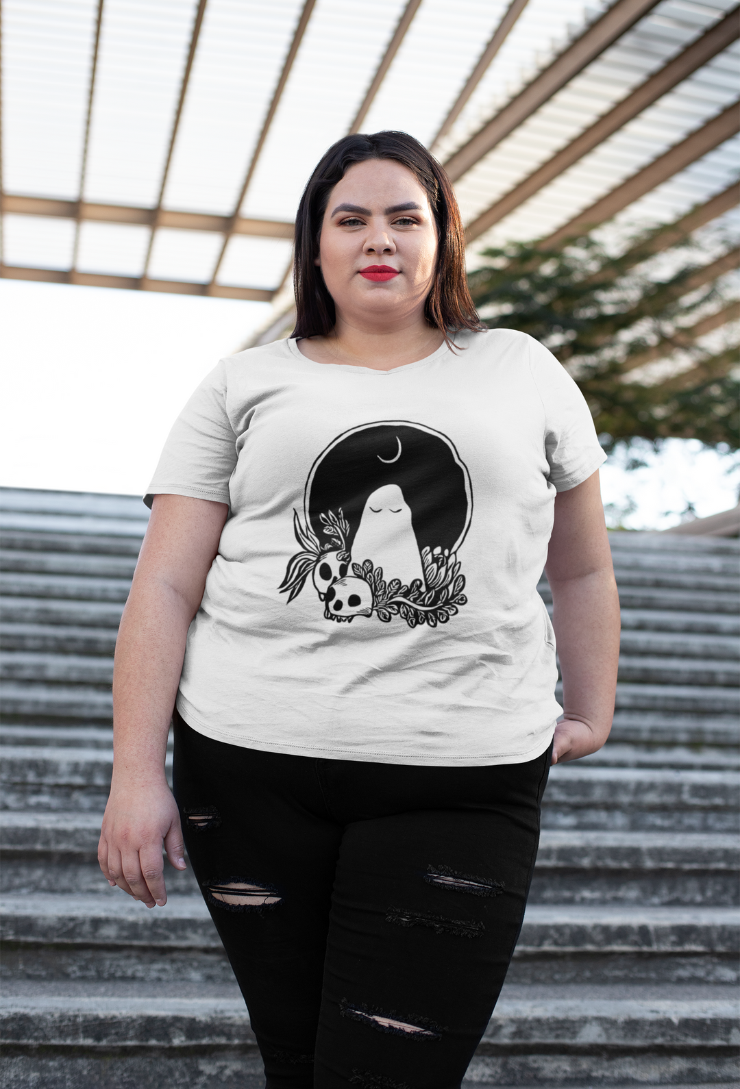 Cute Ghost Moon And Skulls Tee - Unisex Shirt