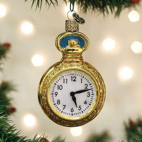 Old World Christmas Pocket Watch Blown Glass Ornament
