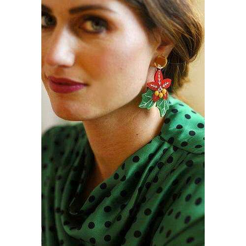 Poinsettia and Candy Cane Earrings by Laliblue - Quirks!