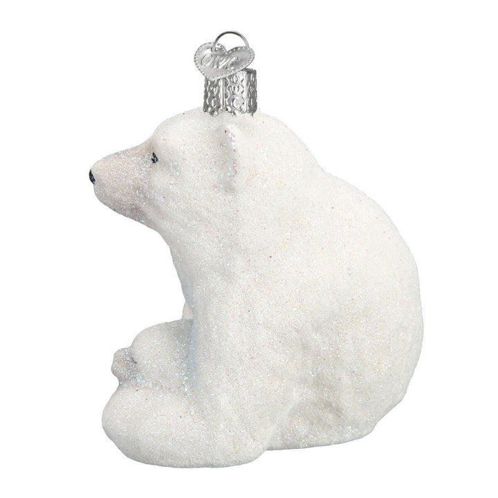 Old World Christmas Polar Bear With Cub Blown Glass Ornament