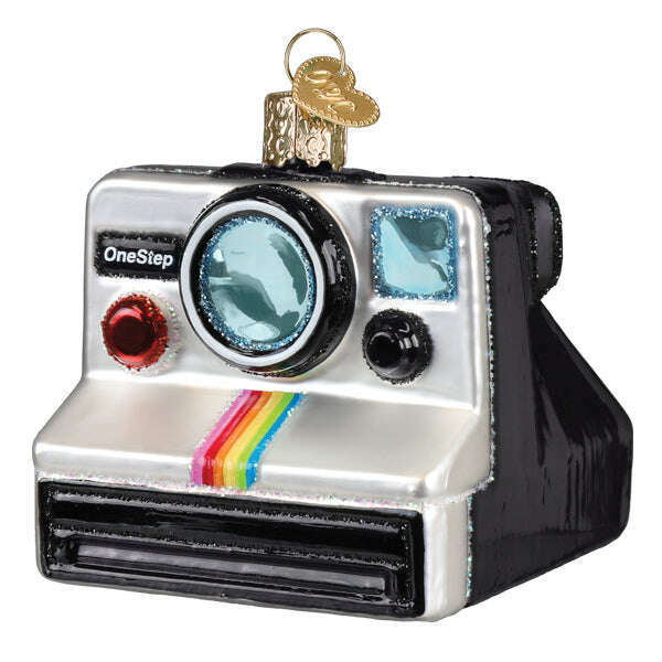 Old World Christmas Polaroid OneStep Camera Blown Glass Ornament