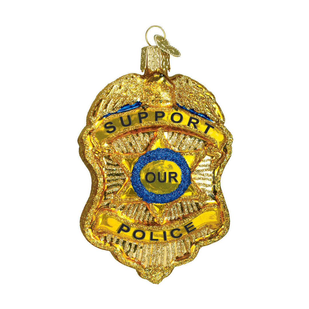 Old World Christmas Police Badge Blown Glass Ornament