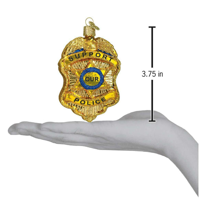 Old World Christmas Police Badge Blown Glass Ornament