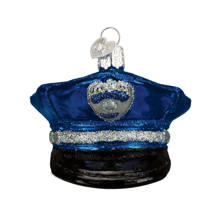 Old World Christmas Police Officer's Cap Blown Glass Ornament
