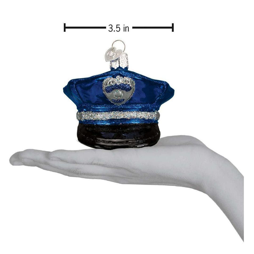 Old World Christmas Police Officer's Cap Blown Glass Ornament