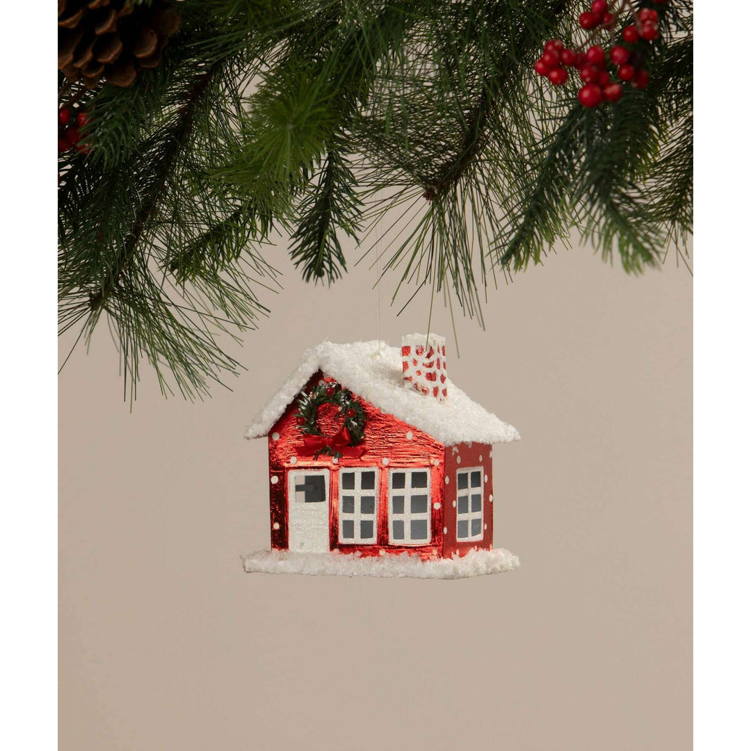 Polka Dot Tin House Ornament by Bethany Lowe Designs, christmas decor