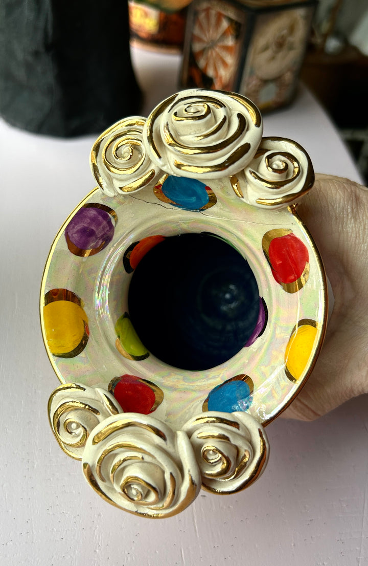 Polka dot vase top view