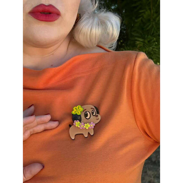 Polynesian Pup Mini Brooch by Miss Fluff x Lipstick & Chrome – view 4