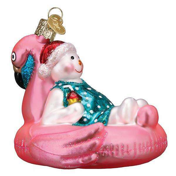 Old World Christmas Pool Float Snowman Blown Glass Ornament