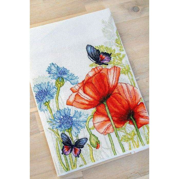 Poppies and Butterflies BU4018L Counted Cross-Stitch Kit