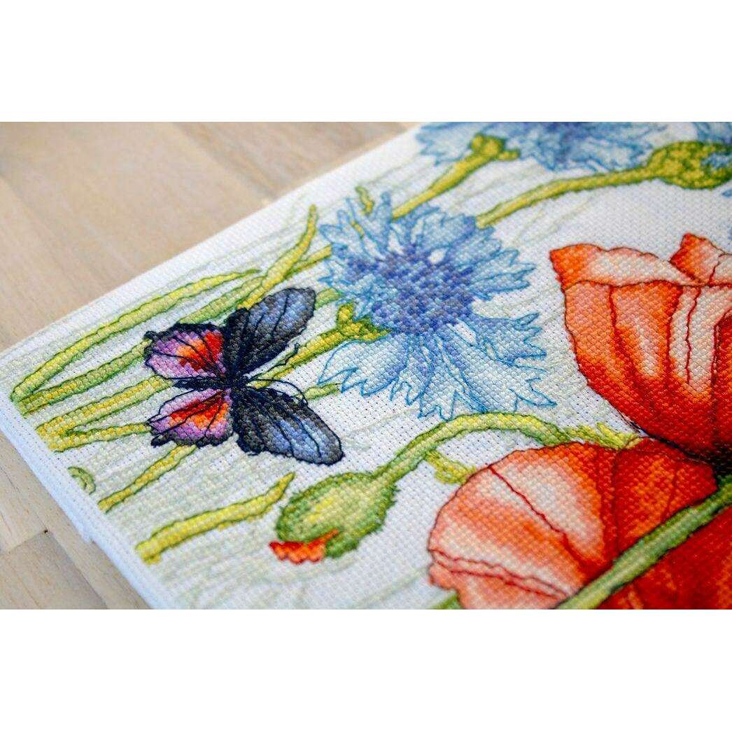 Poppies and Butterflies BU4018L Counted Cross-Stitch Kit