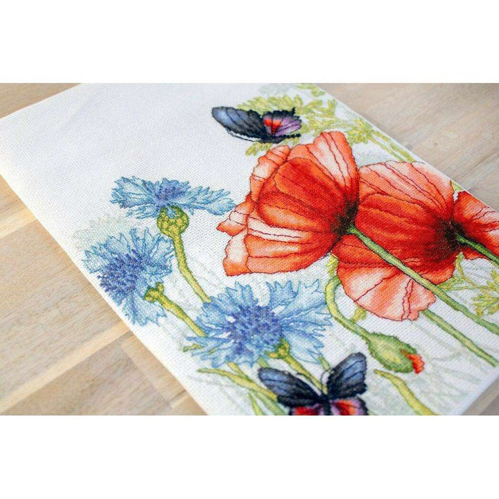 Poppies and Butterflies BU4018L Counted Cross-Stitch Kit