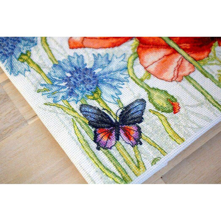Poppies and Butterflies BU4018L Counted Cross-Stitch Kit